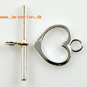 Hjerte bidsellås 925/- B14,5mm, knebel L 26mm (1 stk)