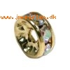 Mellemstykke hjul med rhinsten med glans(ab), farve:guld 10mm bredde: 3mm (2 stk)