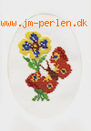 Sysæt til postkort med sommerfugl og blomst (kort 17*12 cm med oval rude)